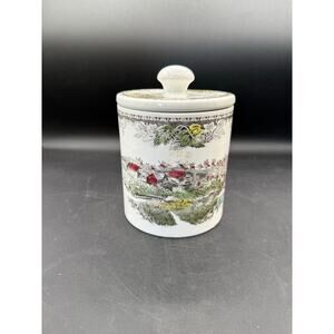 Johnson Bros Friendly Village Multicolor Transferware Lidded Canister